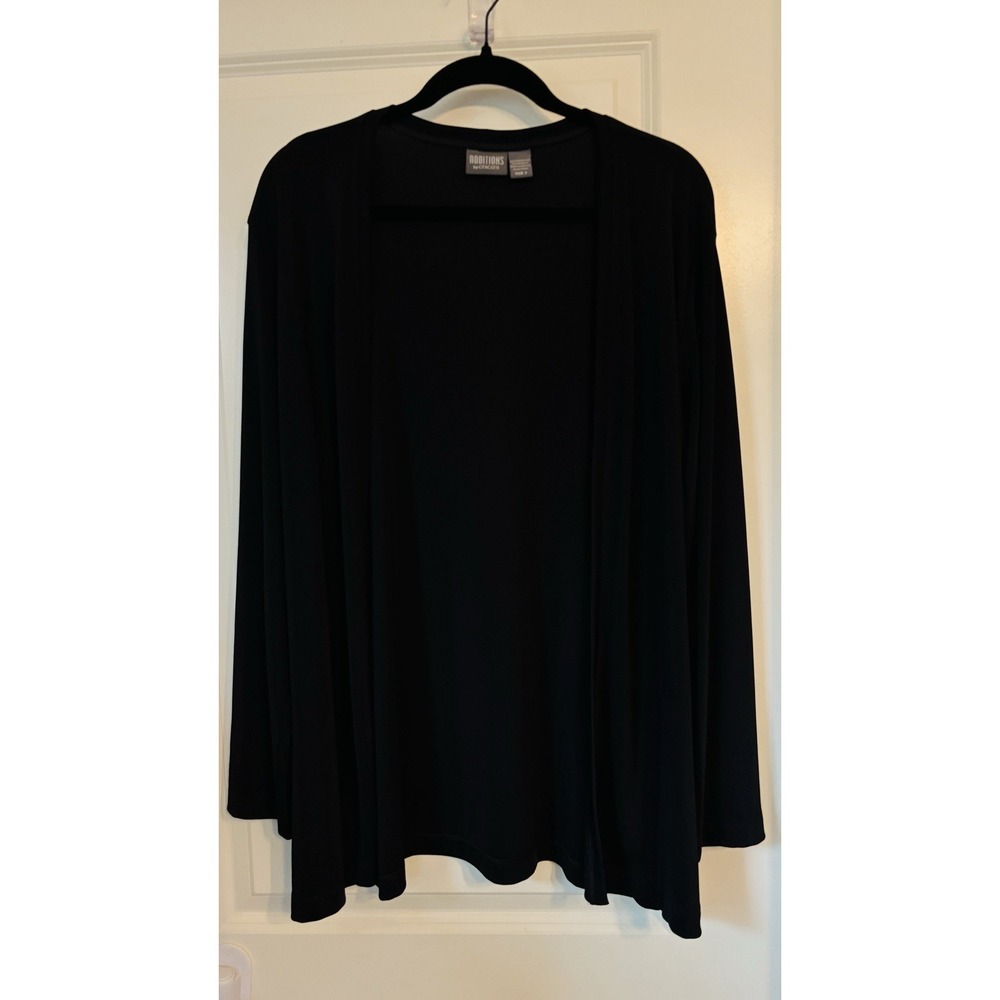 Additions by Chico's Sz 3 Black Stretchy Open Front Cardigan Long Sleeves Staple